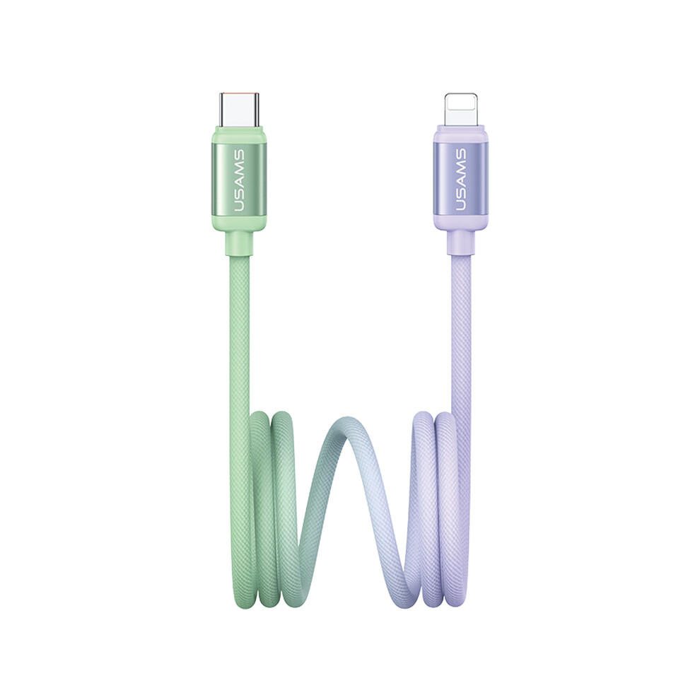 (Green Purple) Usams Sj757 1.2M 30W Type-C To Lightning Cable Dual Color Aluminum Alloy Fast Charging Data Sync Cord Green,Purple 6914284924942