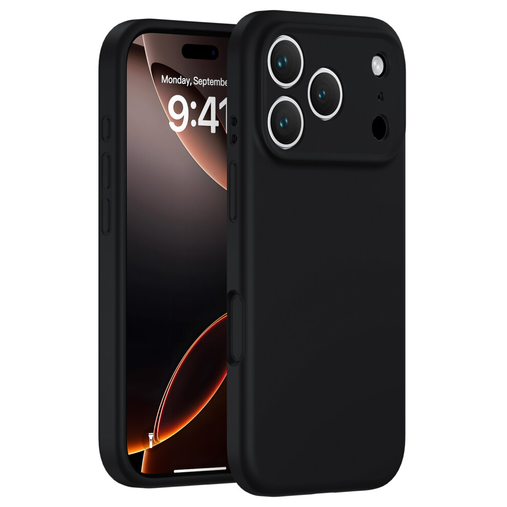 (Black) For Iphone 17 Pro Max Case Precision Fit Pc + Liquid Silicone Protective Phone Cover With Microfiber Lining Black 6914284669003