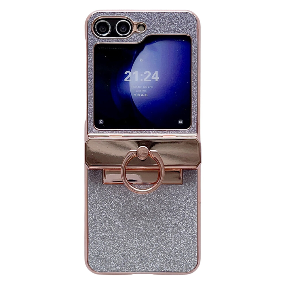 (Purple) For Samsung Galaxy Z Flip5 5G Glitter Design Hard Pc Phone Cover With Ring Kickstand Purple 6914282291268