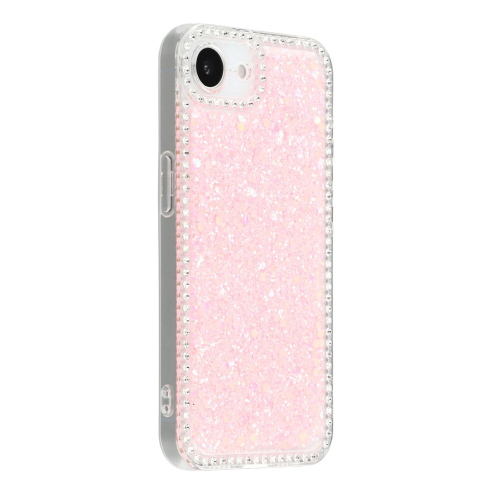 (Pink) For Iphone 16E Case Rhinestone Edge Glitter Epoxy Tpu Phone Cover Pink 6914286098245