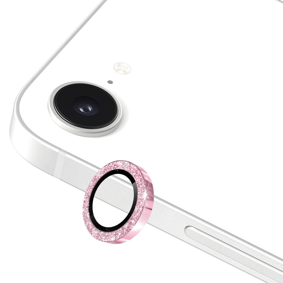 (Pink) For Iphone 16E Camera Lens Protector Enkay Hat-Prince Glitter Decor Tempered Glass Lens Film Pink 6914284565749