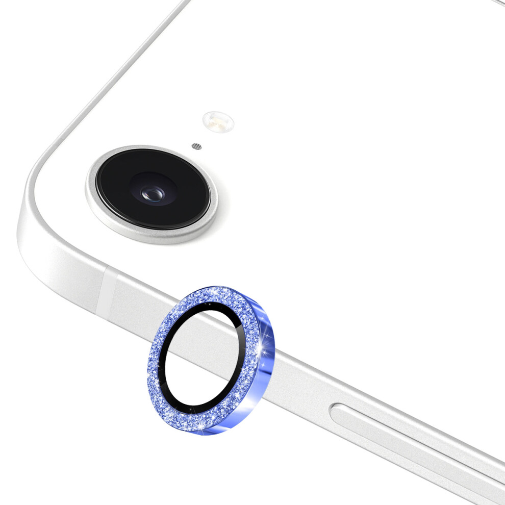 (Blue) For Iphone 16E Camera Lens Protector Enkay Hat-Prince Glitter Decor Tempered Glass Lens Film Blue 6914288419802