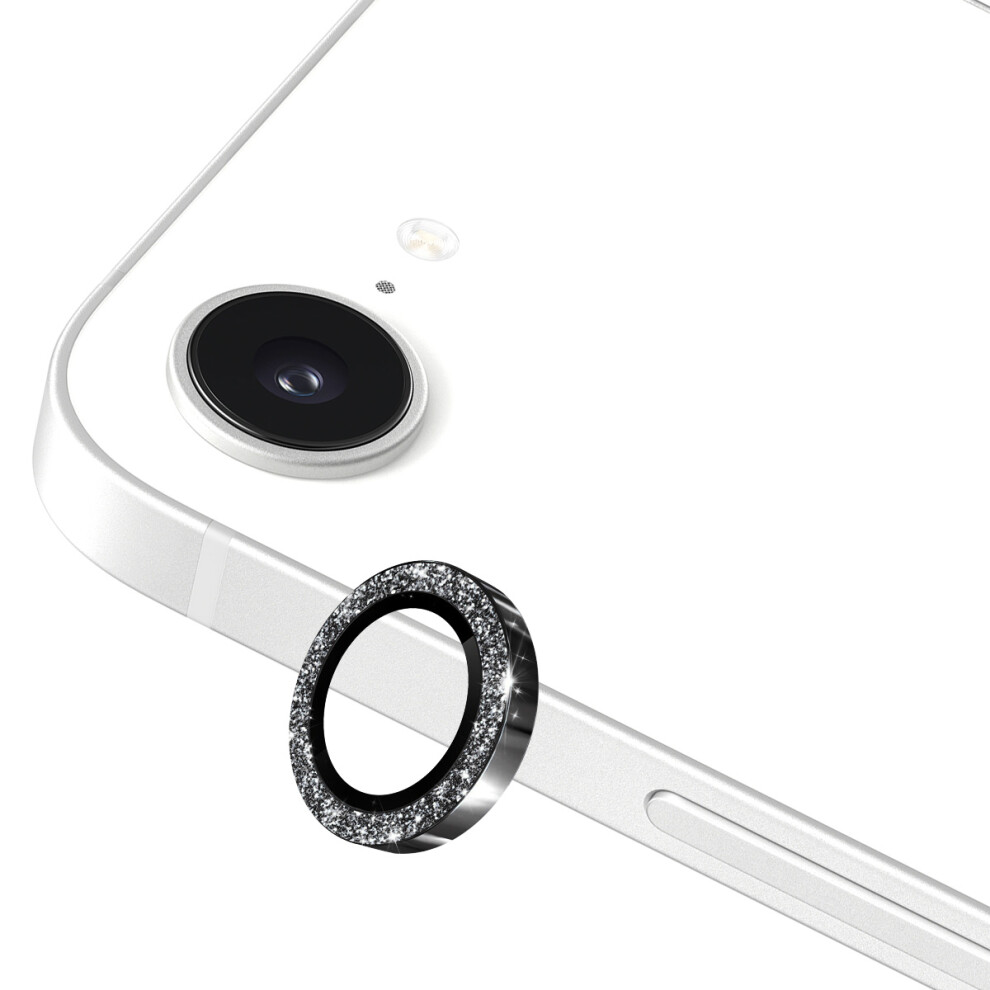 (Black) For Iphone 16E Camera Lens Protector Enkay Hat-Prince Glitter Decor Tempered Glass Lens Film Black 6914287547759