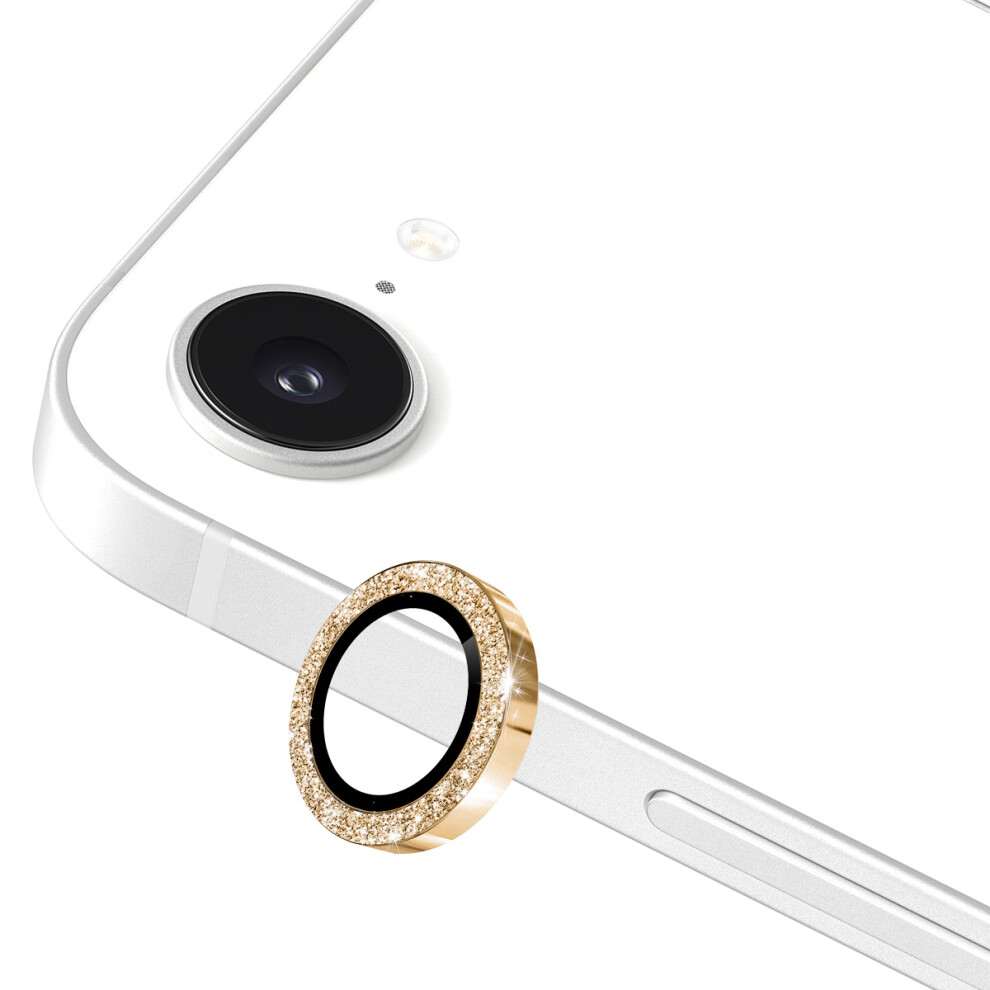 (Golden) For Iphone 16E Camera Lens Protector Enkay Hat-Prince Glitter Decor Tempered Glass Lens Film Golden 6914282472490