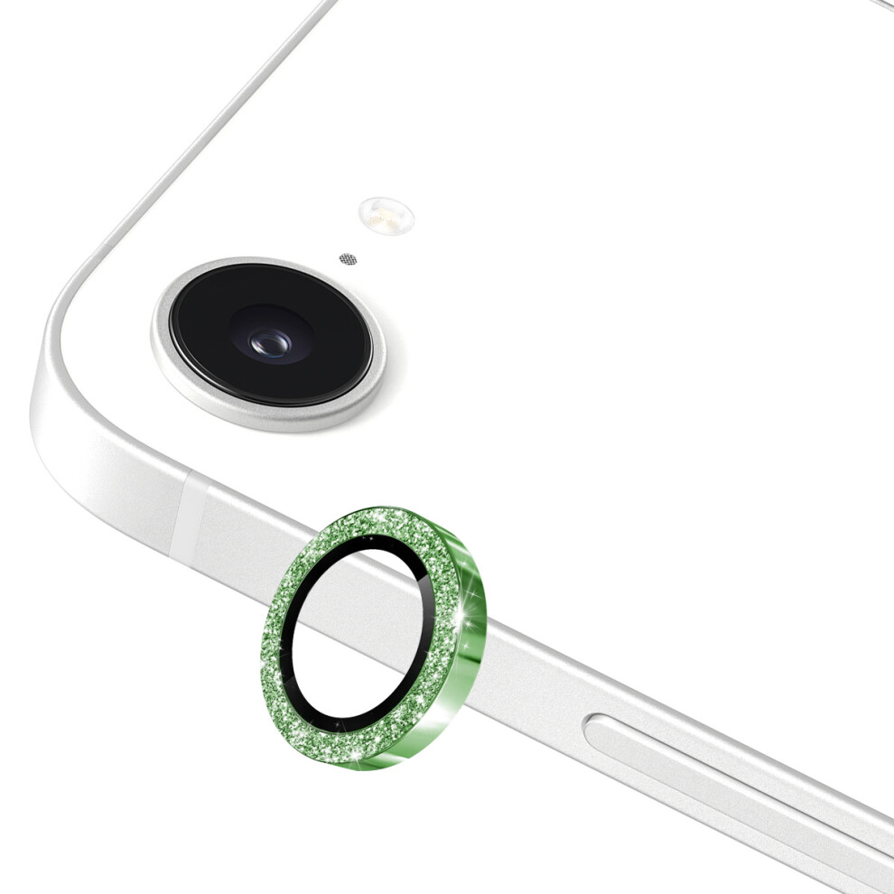 (Deep ) For Iphone 16E Camera Lens Protector Enkay Hat-Prince Glitter Decor Tempered Glass Lens Film Green 6914280854557