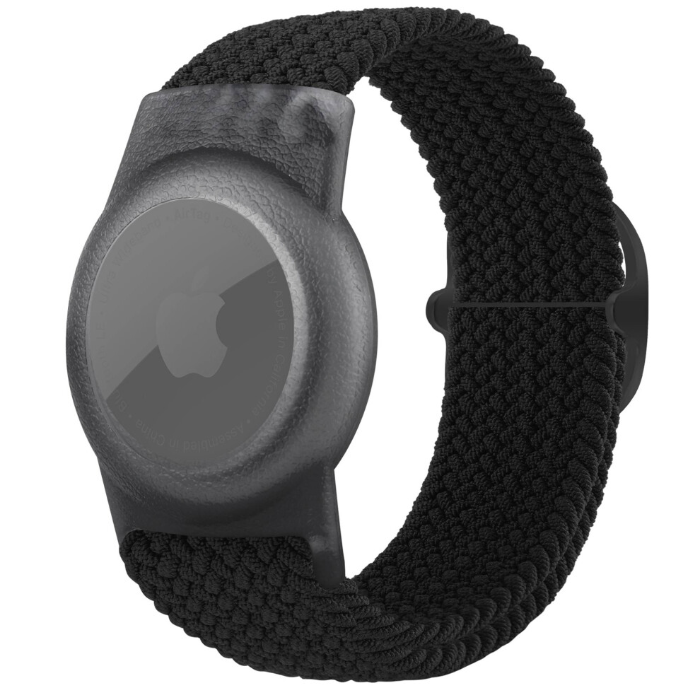 (Black) Braided Wrist Band For Apple Airtags, Anti-Scratch Protective Tpu Cover Kids Strap Black 6914289259810