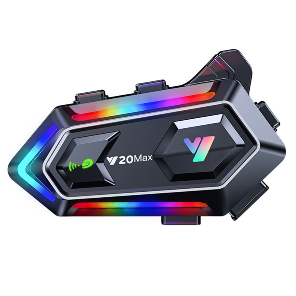 (Hard Mic) Y20max Rgb 300M Intercom Waterproof Motorcycle Helmet Bluetooth-Compatible Headset Light 6914280073477