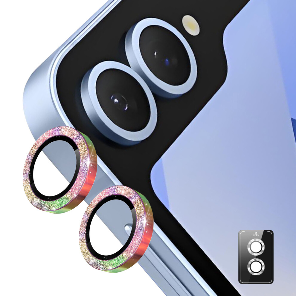 (Colorful) For Samsung Galaxy Z Flip7 5G Camera Lens Protector Enkay Hat-Prince Glitter Decor Tempered Glass Lens Film Light 6914282879909
