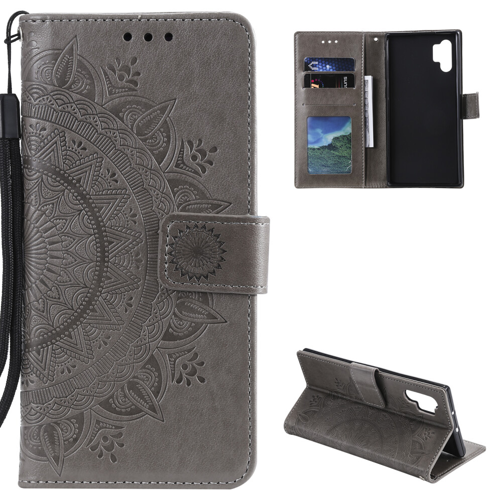 (Grey) Imprinted Mandala Flower Wallet Stand Function Leather Case With Strap For Samsung Galaxy A32 5G Grey 6914287272354