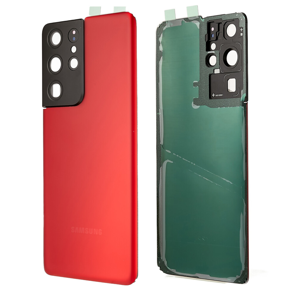 (Red) For Samsung Galaxy S21 Ultra 5G G998 Battery Housing With Adhesive Sticker + Camera Lens Cover Red 6914287024366