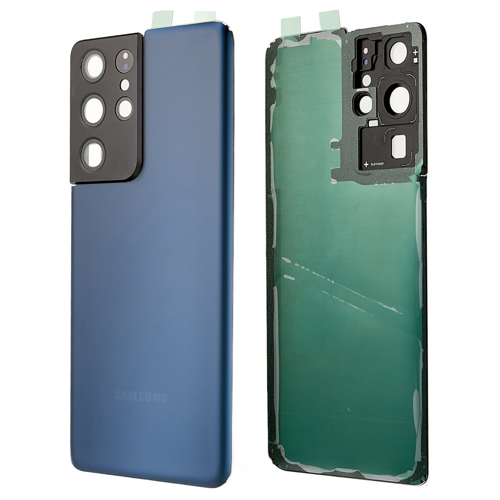 (Blue) For Samsung Galaxy S21 Ultra 5G G998 Battery Housing With Adhesive Sticker + Camera Lens Cover Blue 6914289885729