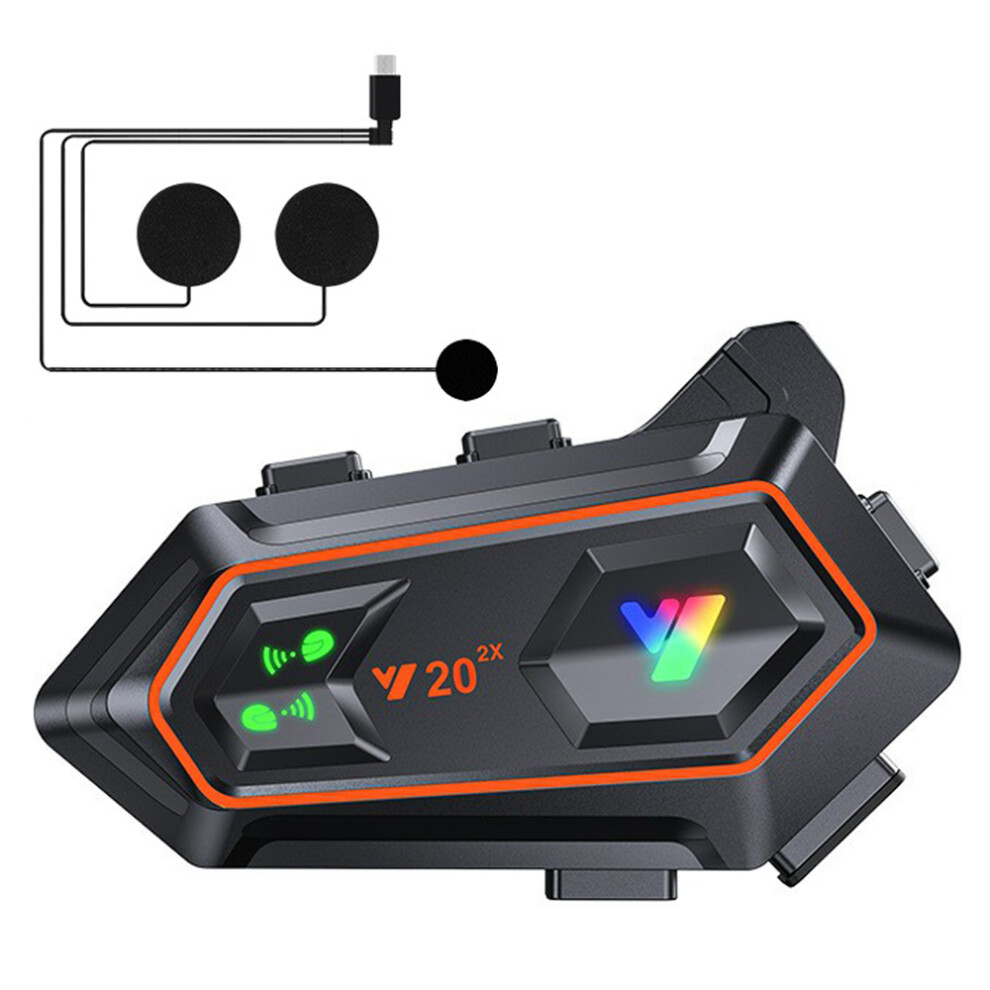 (Soft Microphone) Y20-2X Motorcycle Helmet Headset Bluetooth-Compatible Intercom Double Noise Cancellation Helmet Headphone 6914285219740