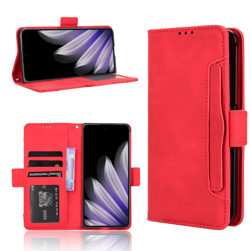 (Red) For Oppo Find N5 5G Leather Case Phone Wallet Cover With Multiple Card Slots Red 6914287429215