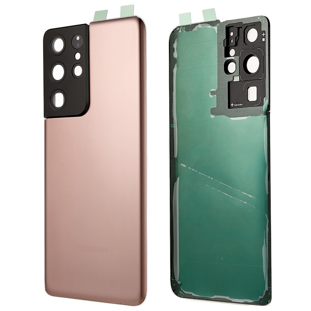 (Brown) For Samsung Galaxy S21 Ultra 5G G998 Battery Housing With Adhesive Sticker + Camera Lens Cover Brown 6914287792470
