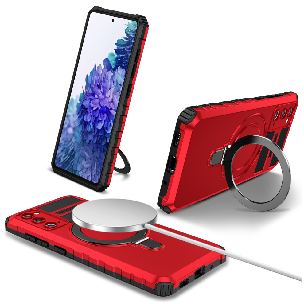 (Red) For Samsung Galaxy S20 Fe 5G S20 Fe S20 Fe 2022 S20 Lite Case Pc+Tpu Magnetic Kickstand Phone Cover Red 6914283371051