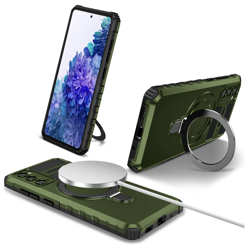 (Green) For Samsung Galaxy S20 Fe 5G S20 Fe S20 Fe 2022 S20 Lite Case Pc+Tpu Magnetic Kickstand Phone Cover Green 6914286095671