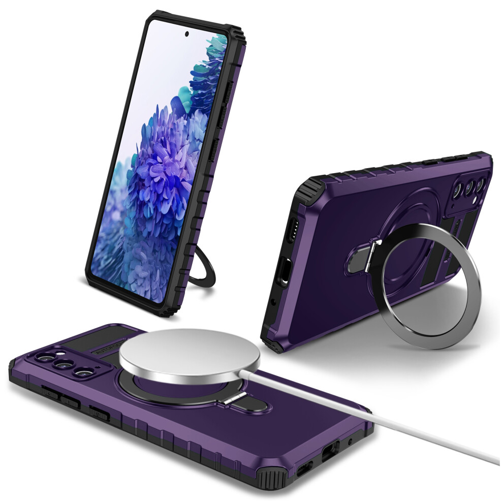 (Purple) For Samsung Galaxy S20 Fe 5G S20 Fe S20 Fe 2022 S20 Lite Case Pc+Tpu Magnetic Kickstand Phone Cover Purple 6914282618287