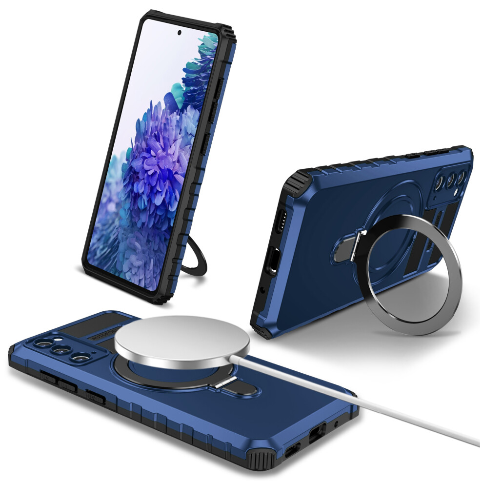 (Blue) For Samsung Galaxy S20 Fe 5G S20 Fe S20 Fe 2022 S20 Lite Case Pc+Tpu Magnetic Kickstand Phone Cover Blue 6914289783001