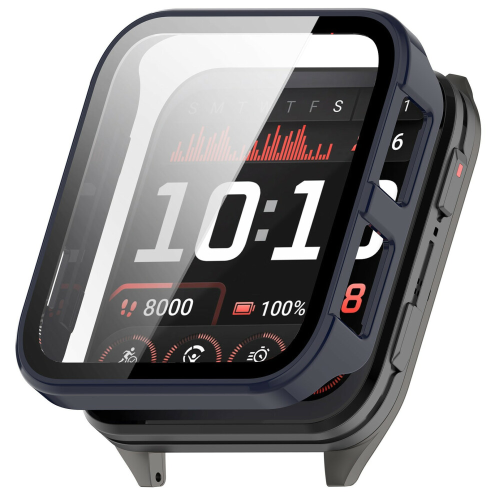(Blue) For Garmin Venu X1 Hard Pc Watch Protective Case With Tempered Glass Film Blue 6914285828522