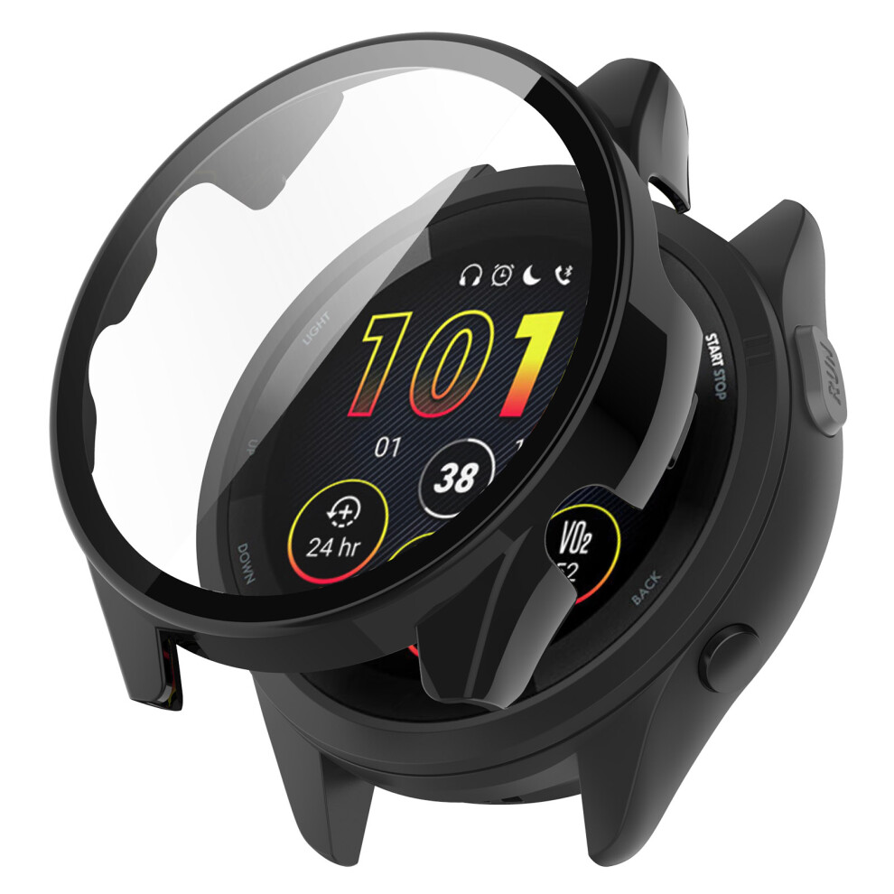 (Black) For Garmin Forerunner 265S Anti-Scratch Pc Watch Case With Tempered Glass Screen Protector Black 6914280551142