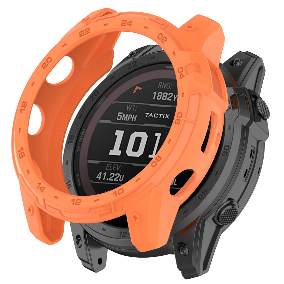 (Orange) For Garmin Tactix 7 Amoled Tpu Bumper Case Protective Watch Cover Frame With Dial Plate Orange 6914287863651