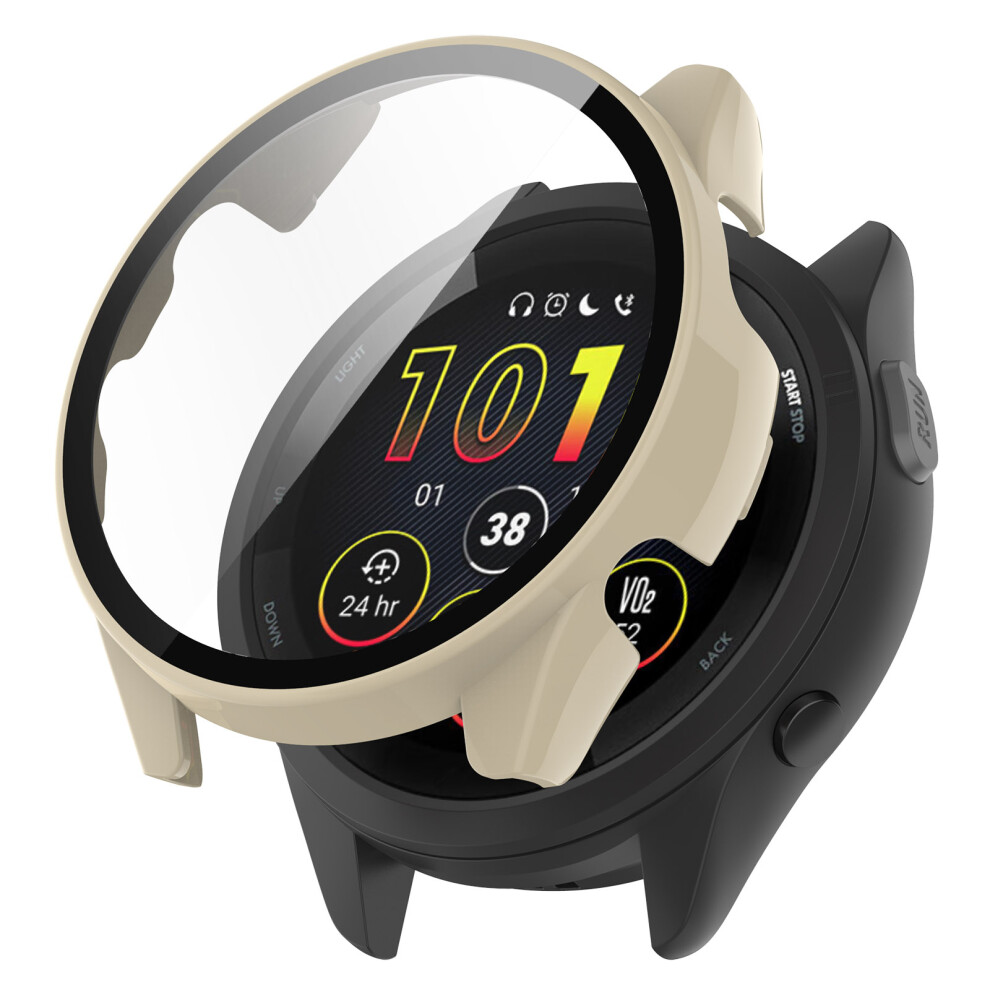 (Ivory ) For Garmin Forerunner 265S Anti-Scratch Pc Watch Case With Tempered Glass Screen Protector White 6914285011252