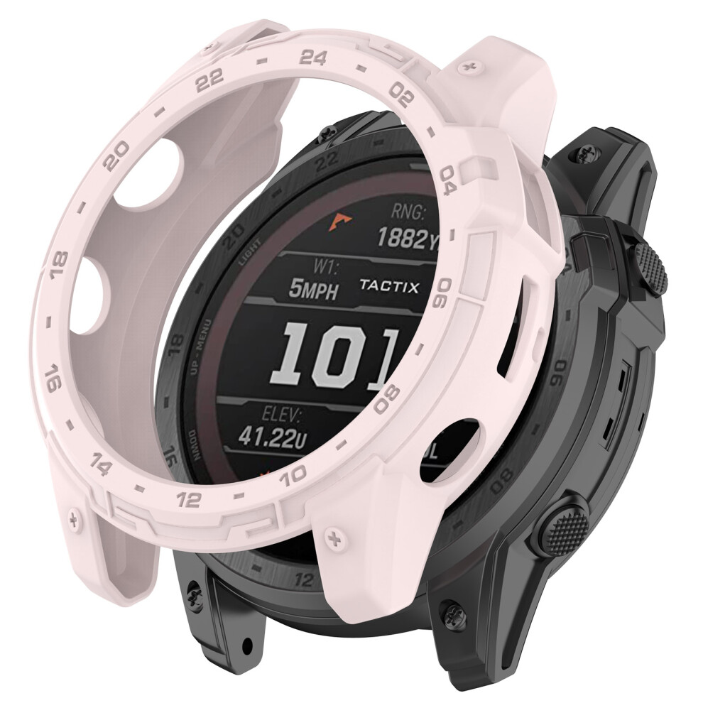 (Light ) For Garmin Tactix 7 Amoled Tpu Bumper Case Protective Watch Cover Frame With Dial Plate Pink 6914283931453