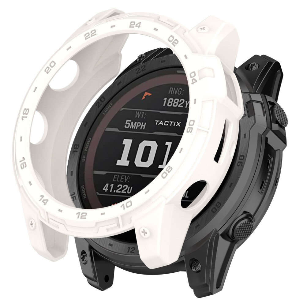 (White) For Garmin Tactix 7 Amoled Tpu Bumper Case Protective Watch Cover Frame With Dial Plate White 6914280829746