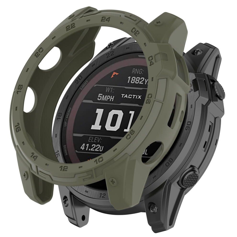(Green) For Garmin Tactix 7 Amoled Tpu Bumper Case Protective Watch Cover Frame With Dial Plate Green 6914281799253