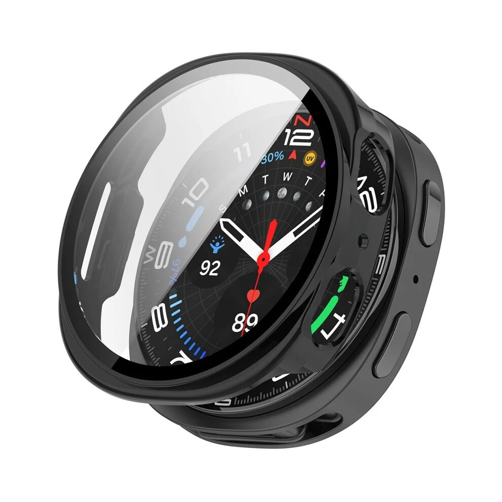 (Black) For Samsung Galaxy Watch8 44Mm Watch Case Wanlonfeng Pc Frame Cover With Tempered Glass Screen Protector Black 6914282689782