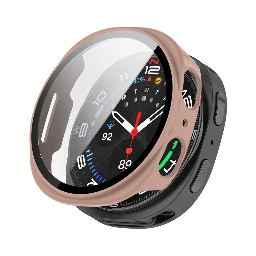 (Pink) For Samsung Galaxy Watch8 44Mm Watch Case Wanlonfeng Pc Frame Cover With Tempered Glass Screen Protector Pink 6914289089677