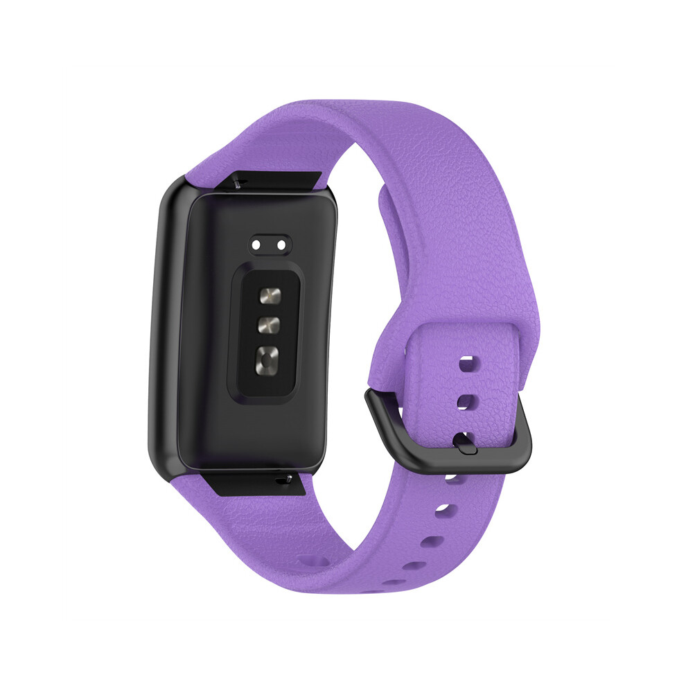 (Purple) For Oppo Watch Free Textured Silicone Watch Band Replacement Wrist Strap With Black Buckle Black,Purple 6914284357351