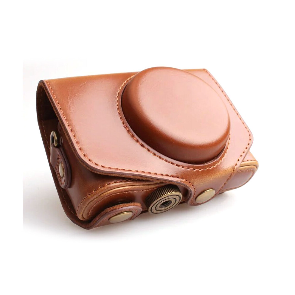 (Brown) Pu Leather Camera Protective Pouch + Shoulder Strap For Canon Sx720/ Sx700/ Sx730/ Sx740 Hs Brown 6914286013811