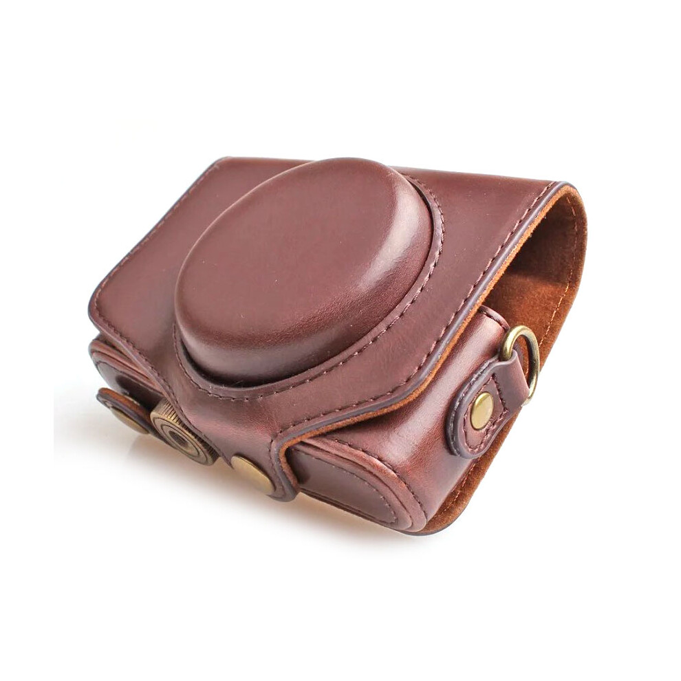 (Coffee) Pu Leather Camera Protective Pouch + Shoulder Strap For Canon Sx720/ Sx700/ Sx730/ Sx740 Hs 6914281438763