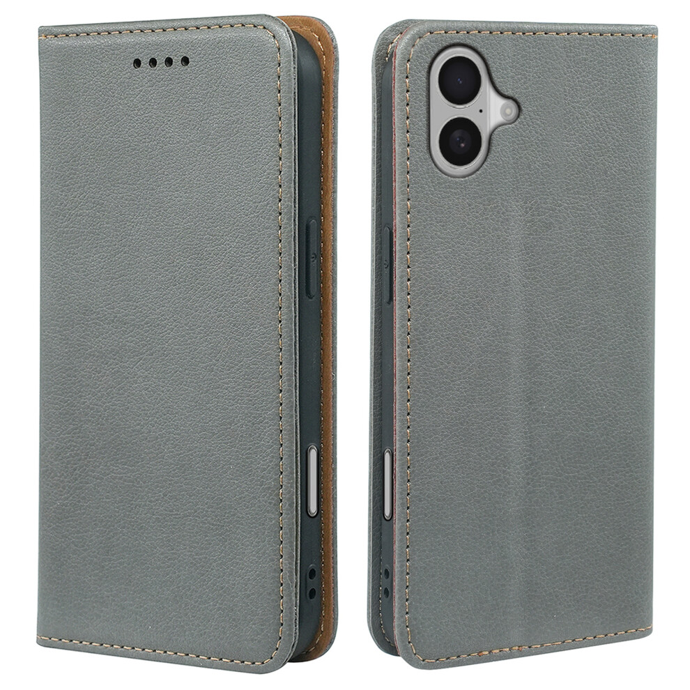 (Grey) For Iphone 16 Case Wallet Rfid Blocking Leather Phone Cover Strong Magnetic Closure Grey 6914283659265