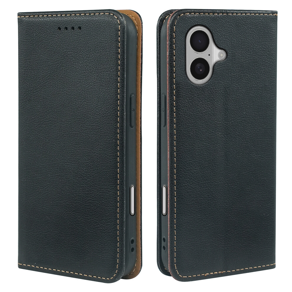 (Black) For Iphone 16 Case Wallet Rfid Blocking Leather Phone Cover Strong Magnetic Closure Black 6914284974213