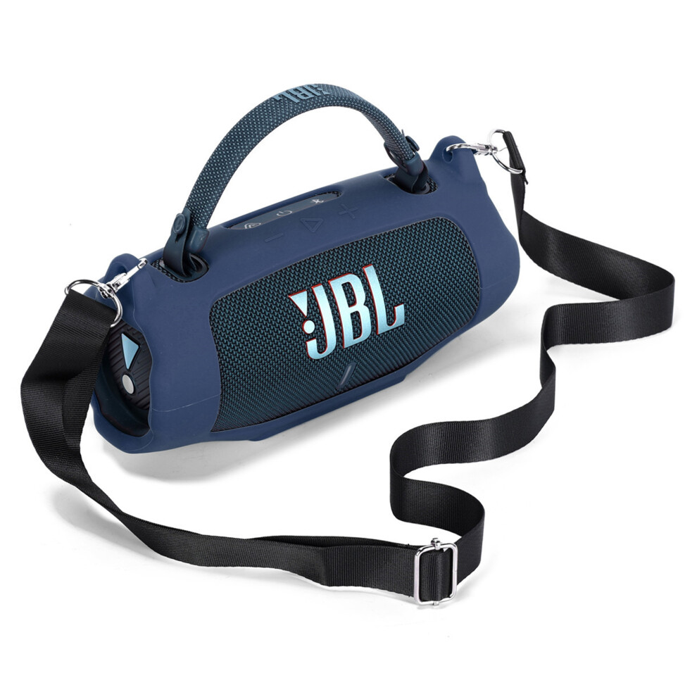 (Blue) For Jbl Charge 6 Soft Silicone Case Wireless Speaker Protective Cover With Shoulder Strap Carabiner Blue 6914286744944
