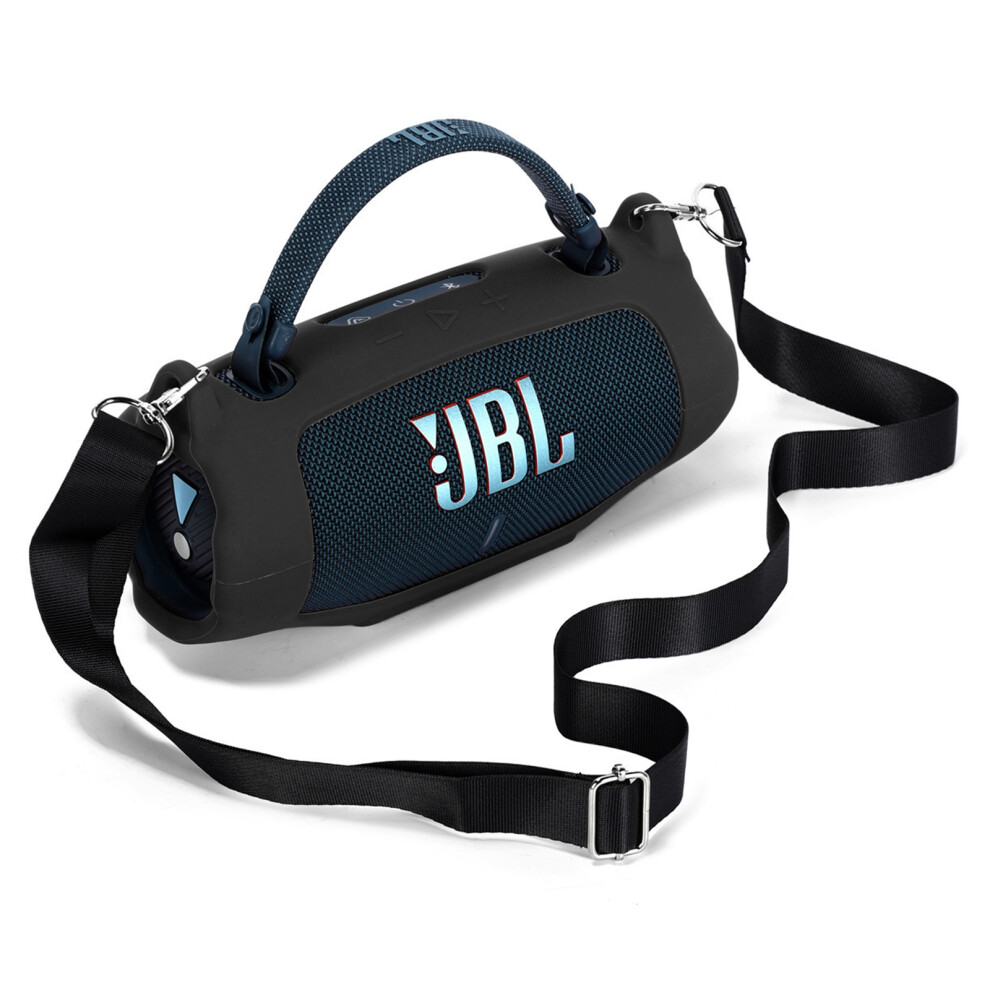 (Black) For Jbl Charge 6 Soft Silicone Case Wireless Speaker Protective Cover With Shoulder Strap Carabiner Black 6914284904012