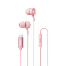 (Pink) REMAX RM-510i Wired Earphones Concave-Convex Earbuds with Microphone (Lightning Connector)