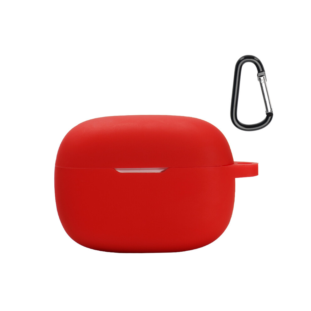 (Red) For Jbl Wave Beam Bluetooth-Compatible Earphone Silicone Protective Case Anti-Scratch Anti-Drop Cover With Anti-Lost Buckle Red 6914281663189