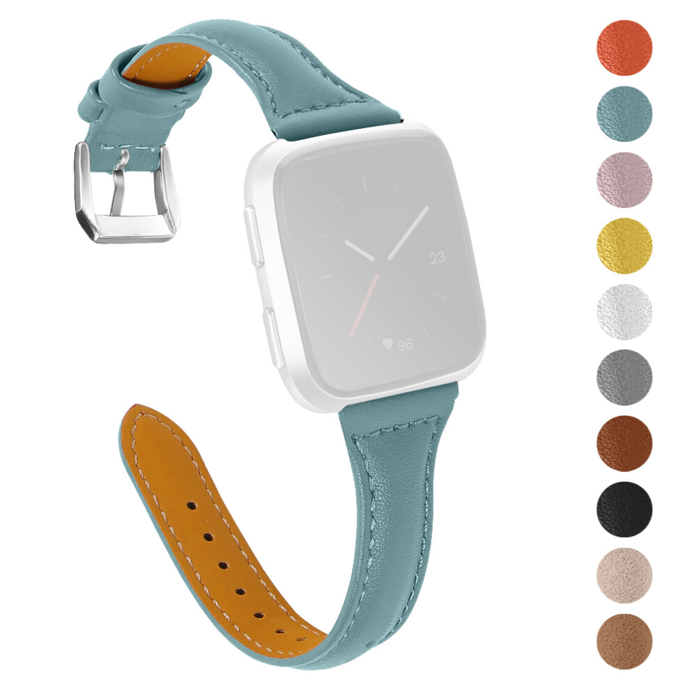 (Blue) For Fitbit Versa 2/Versa/Versa Lite/Versa Se Stylish Cowhide Genuine Leather Replacement Smart Watch Strap Blue 6914286102232