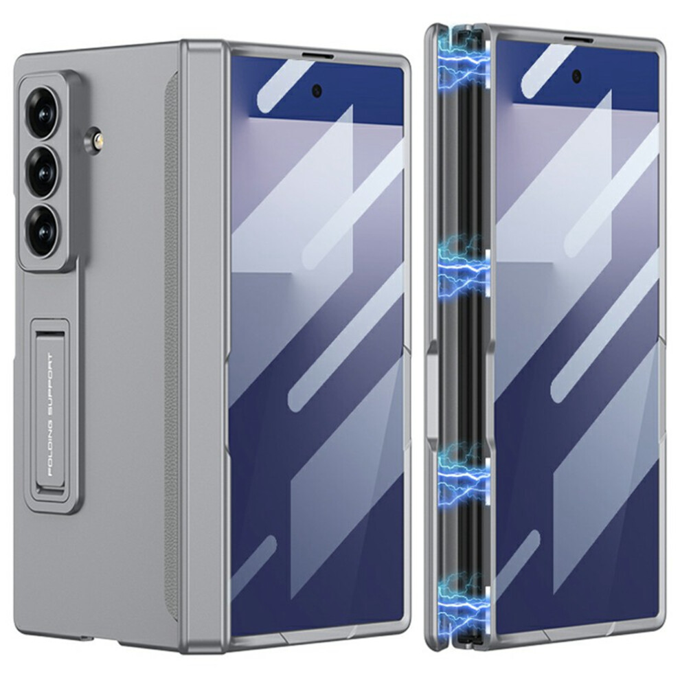 (Grey) Gkk For Samsung Galaxy Z Fold7 5G Case With Clear Screen Film Magnetic Hinge Kickstand Phone Cover Grey 6914281922163