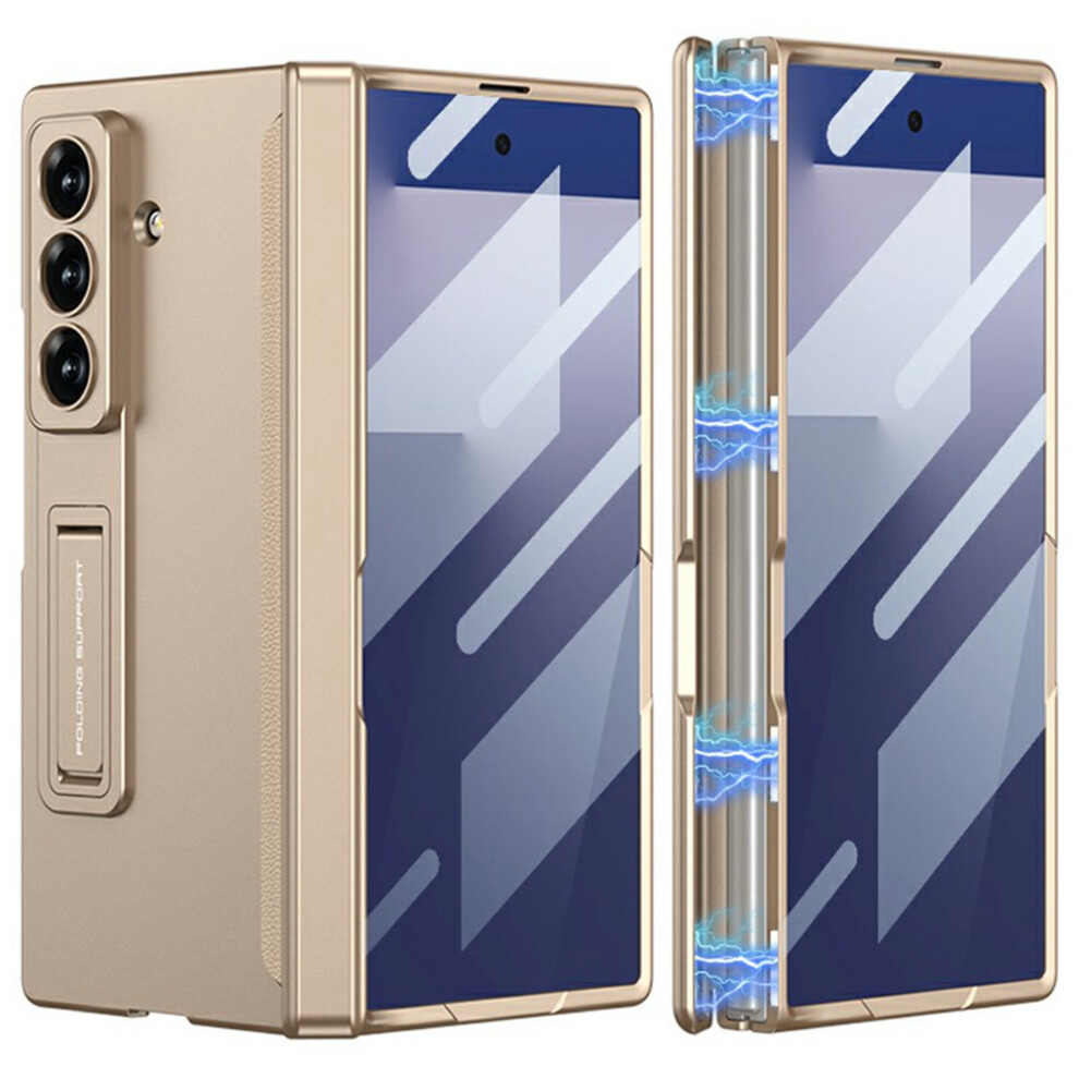 (Gold) Gkk For Samsung Galaxy Z Fold7 5G Case With Clear Screen Film Magnetic Hinge Kickstand Phone Cover Gold 6914281701379