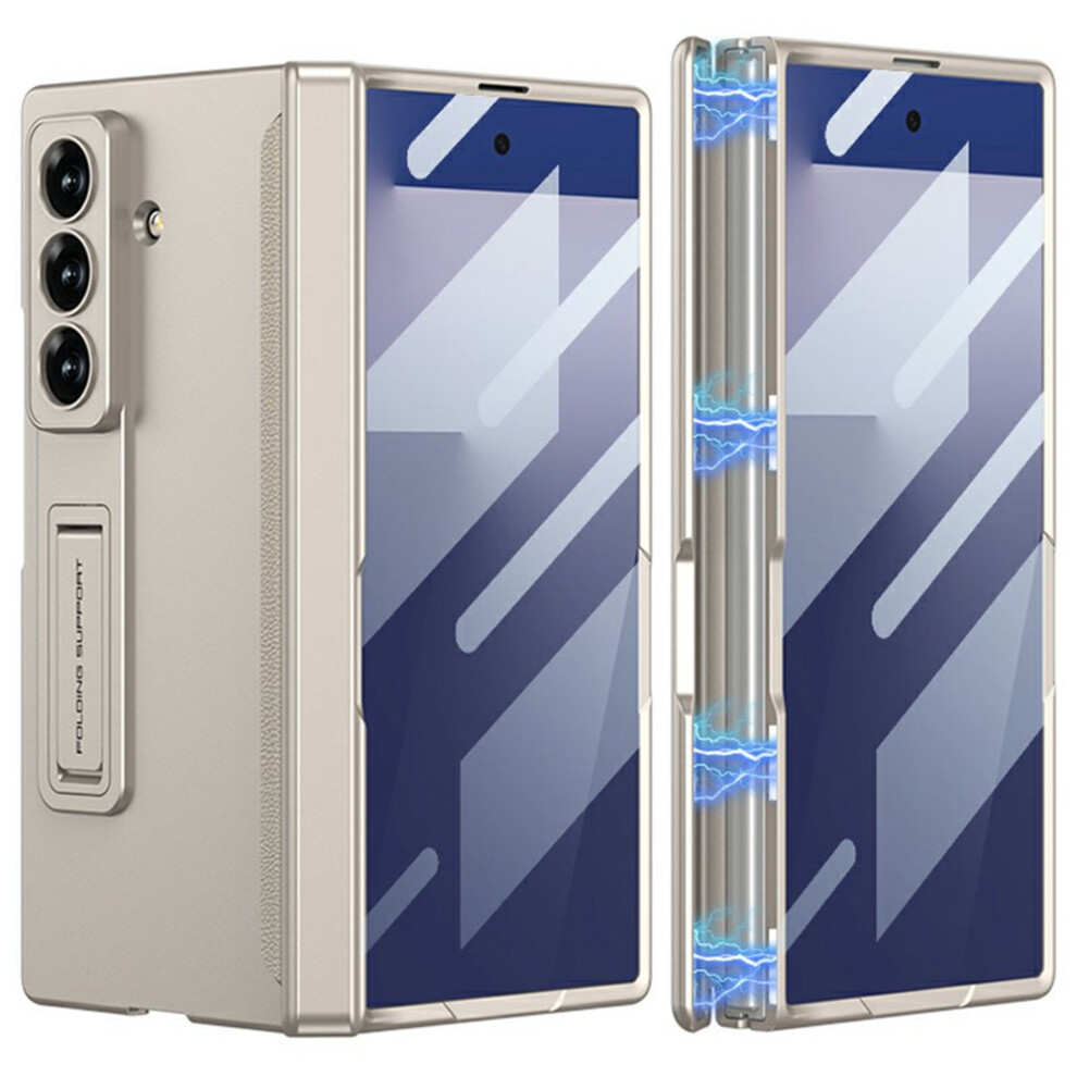 (Titanium ) Gkk For Samsung Galaxy Z Fold7 5G Case With Clear Screen Film Magnetic Hinge Kickstand Phone Cover Grey 6914280525327