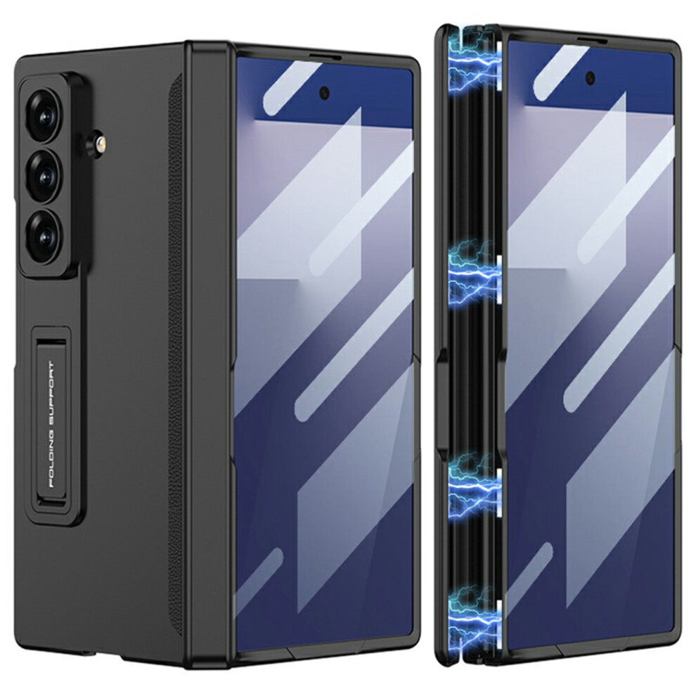 (Black) Gkk For Samsung Galaxy Z Fold7 5G Case With Clear Screen Film Magnetic Hinge Kickstand Phone Cover Black 6914285816116
