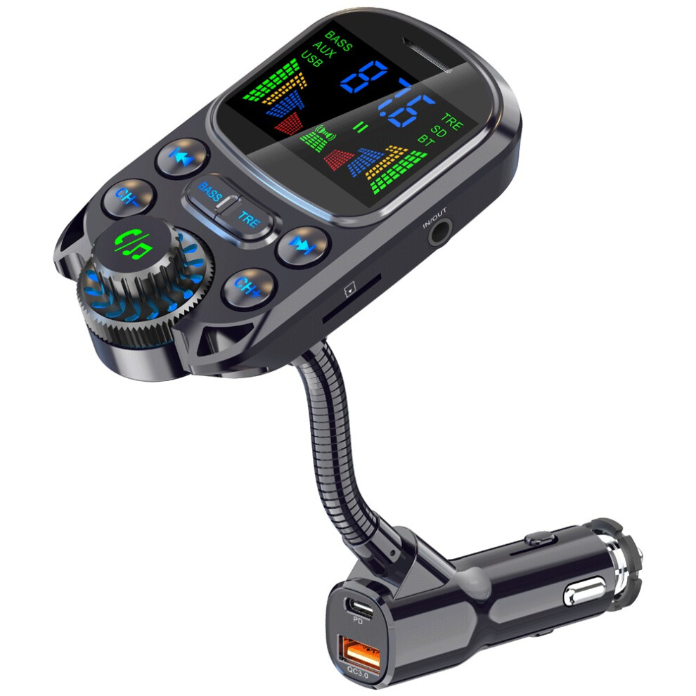 Bc86 Bluetooth-Compatible Hands-Free Pd Fast Car Charger Fm Transmitter Mp3 Player Cigarette Lighter Charger Support U Disk, Tf Card 6914282207610