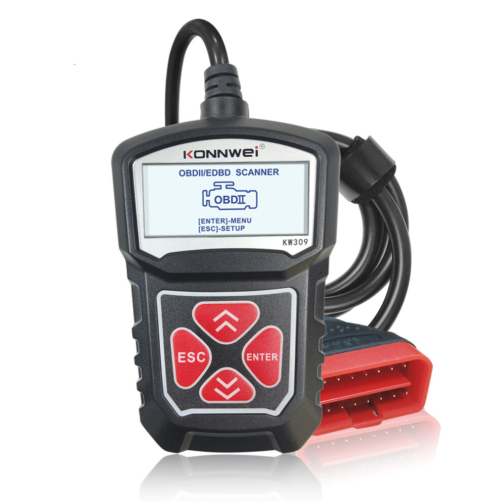(Black) Konnwei Kw309 Automotive Diagnostic Tool Obd2 Autoscanner Code Reader Eobd Scan Machine Obdii Scanner Black 6914286993182