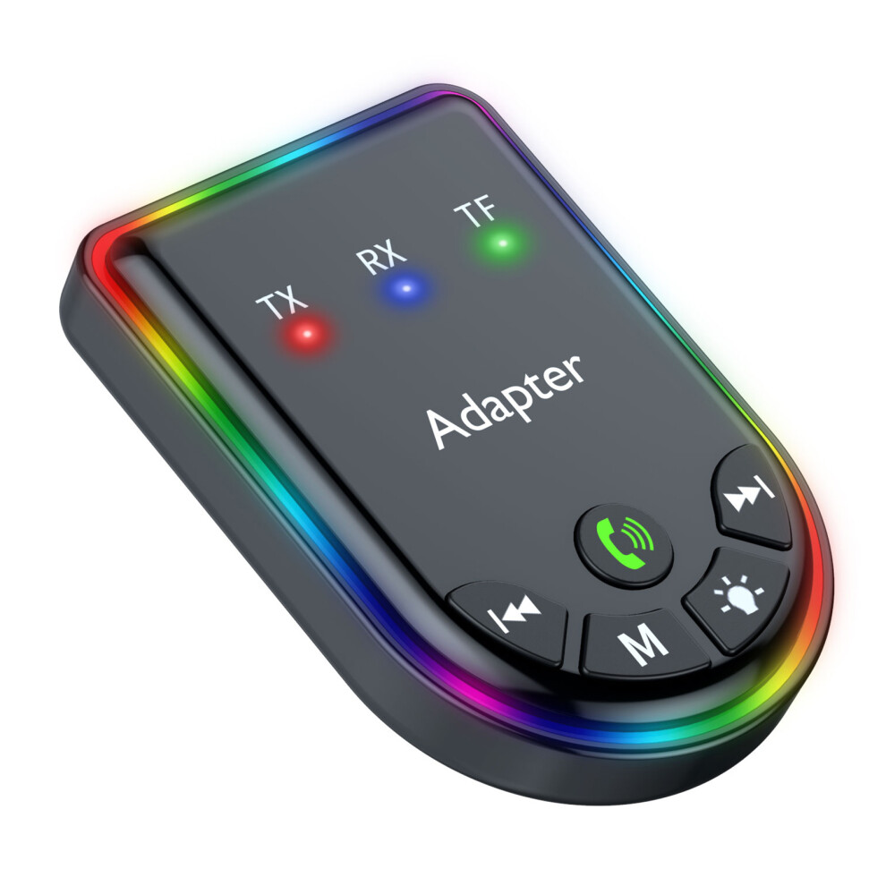 Q4 2-In-1 Tx Rx Adapter Bluetooth-Compatible 5.3 Car Mp3 Player With Light 6914282556282