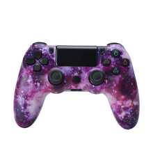 (Purple Starry Sky) For PS4 Wireless Bluetooth-compatible Gaming Controller Dual Vibration Gamepad with Speaker and Headset Jack