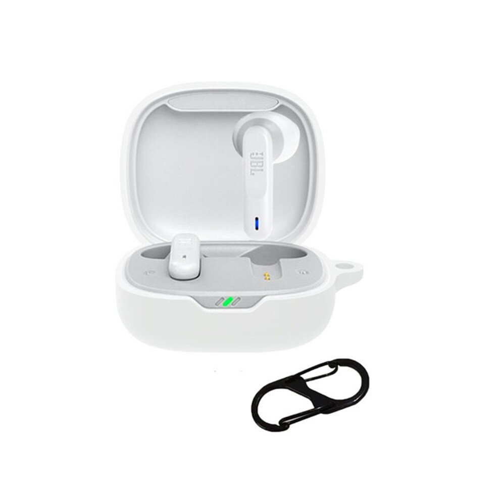 (White) For Jbl Wave Flex Protective Case Wireless Bluetooth-Compatible Headset Silicone Cover With Anti-Loss Hanging Buckle White 6914285251238